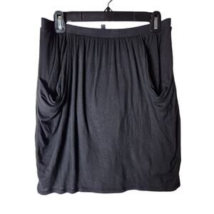 Victoria's Secret Woman's Black Slouchy Ruched Pockets Stretchy Lined Skirt Sz M